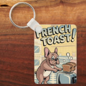 French Bulldog Breakfast Cartoon Art Sleutelhanger (Voorkant)