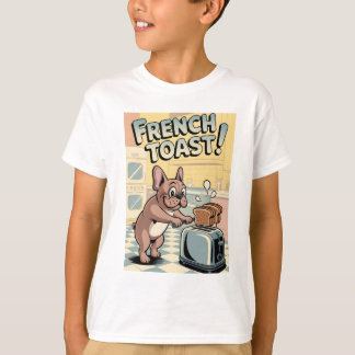 French Bulldog Breakfast Cartoon Art T-shirt
