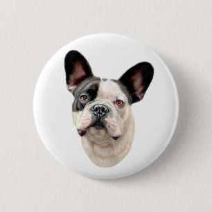French Bulldog BW Bust Ronde Button 5,7 Cm