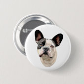 French Bulldog BW Bust Ronde Button 5,7 Cm (Voorkant /achterkant)