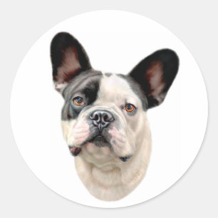French Bulldog BW Bust Ronde Sticker