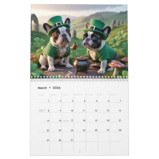 French Bulldog Calendar Kalender (Mar 2026)