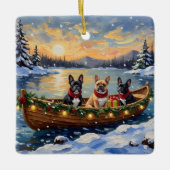 French Bulldog Christmas Boat Holiday Keramisch Ornament (Voorkant)