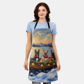 French Bulldog Christmas Boat Holiday Schort (Gedragen)