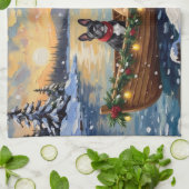 French Bulldog Christmas Boat Holiday Theedoek (Gevouwen)