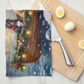 French Bulldog Christmas Boat Holiday Theedoek (Quarter Fold)