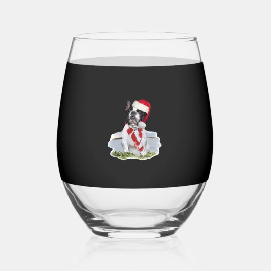 French Bulldog Christmas Day Holidays Gifts Classi Wijnglas Zonder Voet (Voorkant)