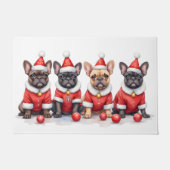 French Bulldog Christmas Dress Santa Hat Deurmat (Voorkant)