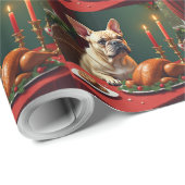 French Bulldog Christmas Eve Feast Painting Cadeaupapier (Rol Hoek)