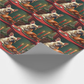 French Bulldog Christmas Eve Feast Painting Cadeaupapier (Hoek)