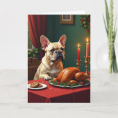 French Bulldog Christmas Eve Feast Painting Kaart (Voorkant)