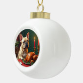 French Bulldog Christmas Eve Feast Painting Keramische Bal Ornament (Rechts)