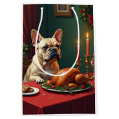French Bulldog Christmas Eve Feast Painting Medium Cadeauzakje (Voorkant)