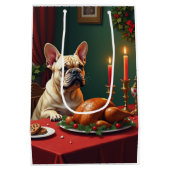 French Bulldog Christmas Eve Feast Painting Medium Cadeauzakje (Achterkant)