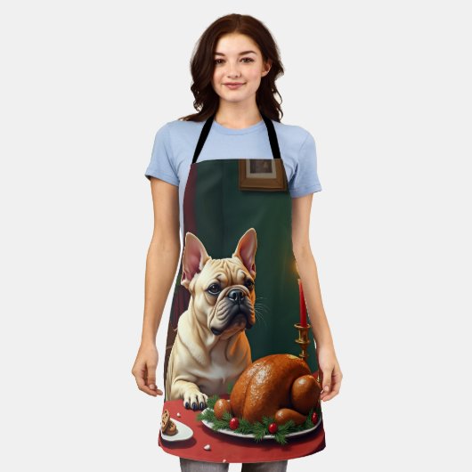 French Bulldog Christmas Eve Feast Painting Schort (Gedragen)