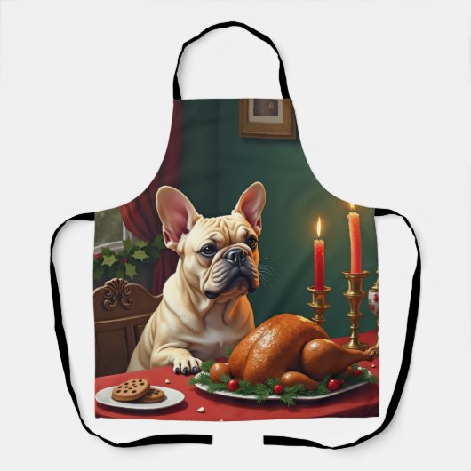 French Bulldog Christmas Eve Feast Painting Schort (Voorkant)