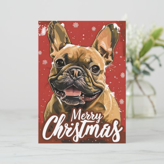 French Bulldog Christmas Feestdagenkaart (Staand voorkant)