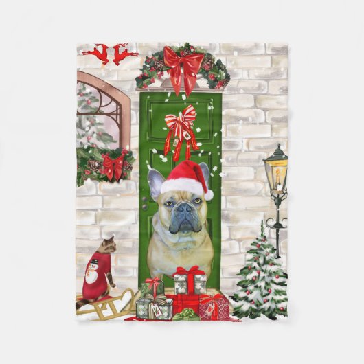 French Bulldog Christmas Fleece Deken (Voorkant)