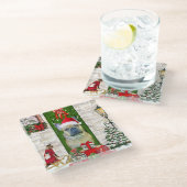 French Bulldog Christmas Glazen Onderzetter (Schuin)