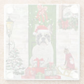 French Bulldog Christmas Glazen Onderzetter (Achterkant)