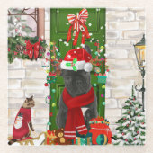French Bulldog Christmas Glazen Onderzetter (Voorkant)