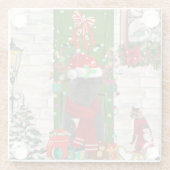 French Bulldog Christmas Glazen Onderzetter (Achterkant)