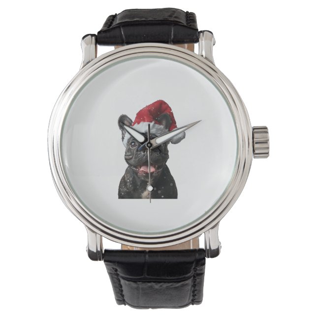 French Bulldog Christmas Horloge (Voorkant)