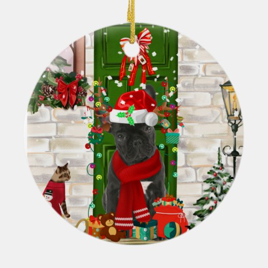 French Bulldog Christmas Keramisch Ornament (Achterkant)