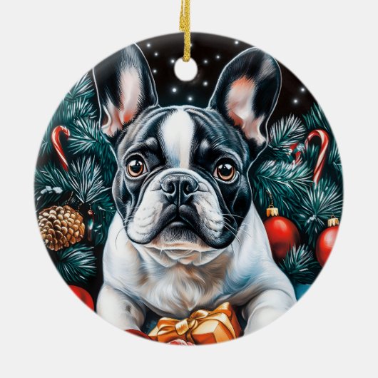 French Bulldog Christmas Keramisch Ornament (Achterkant)