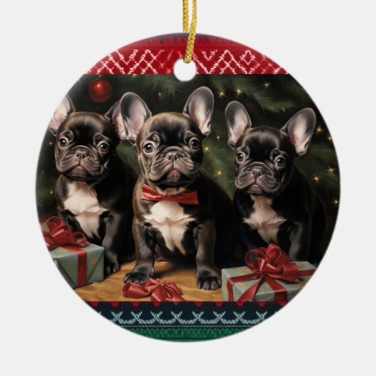 French Bulldog Christmas Keramisch Ornament (Voorkant)