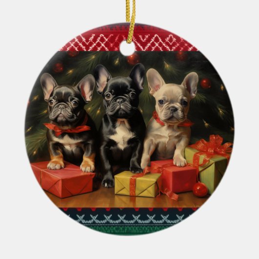 French Bulldog Christmas Keramisch Ornament (Voorkant)