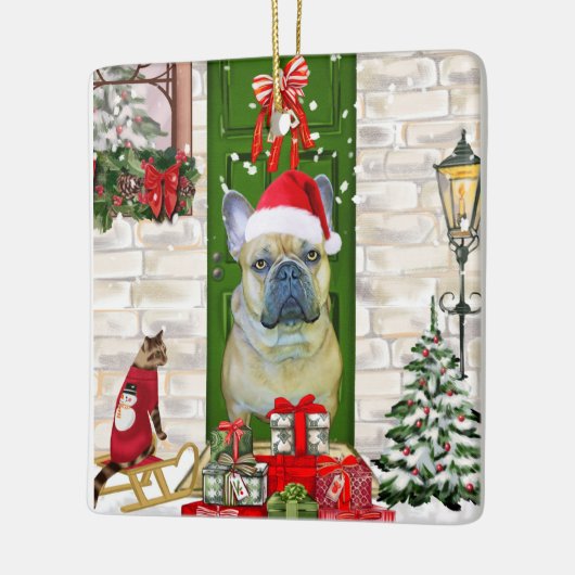 French Bulldog Christmas Keramisch Ornament (Links)