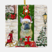 French Bulldog Christmas Keramisch Ornament (Voorkant)
