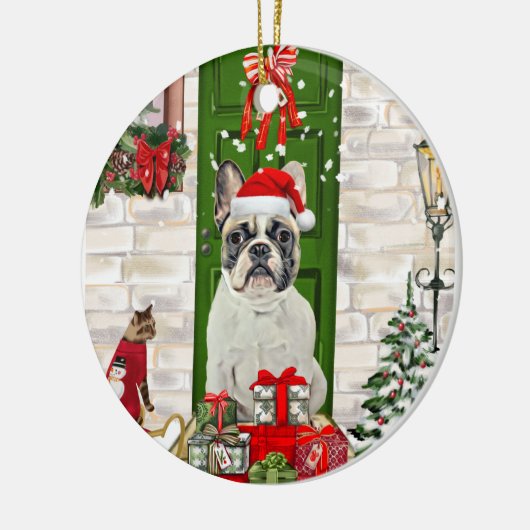 French Bulldog Christmas Keramisch Ornament (Links)