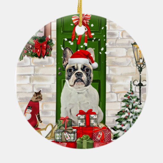 French Bulldog Christmas Keramisch Ornament (Achterkant)
