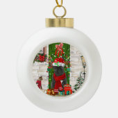French Bulldog Christmas Keramische Bal Ornament (Voorkant)