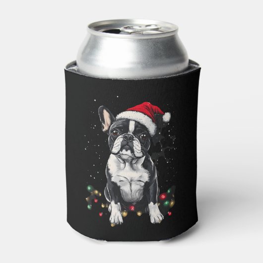 French Bulldog Christmas Lights Xmas Dogs Gifts Me Blikjeskoeler (Blikje Voorkant)