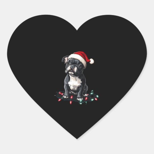 French Bulldog Christmas Lights Xmas Dogs Gifts Me Hart Sticker (Voorkant)