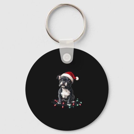 French Bulldog Christmas Lights Xmas Dogs Gifts Me Sleutelhanger (Voorkant)