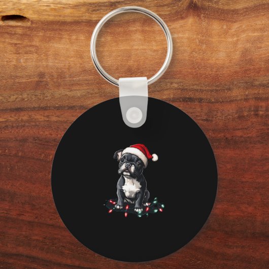 French Bulldog Christmas Lights Xmas Dogs Gifts Me Sleutelhanger (Voorkant)