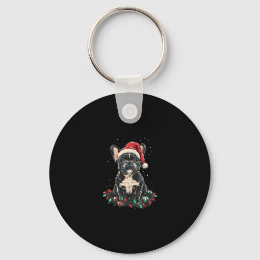 French Bulldog Christmas Lights Xmas Dogs Gifts Me Sleutelhanger (Voorkant)