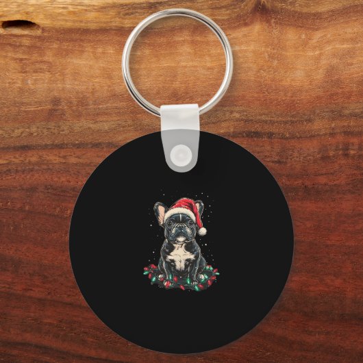 French Bulldog Christmas Lights Xmas Dogs Gifts Me Sleutelhanger (Voorkant)