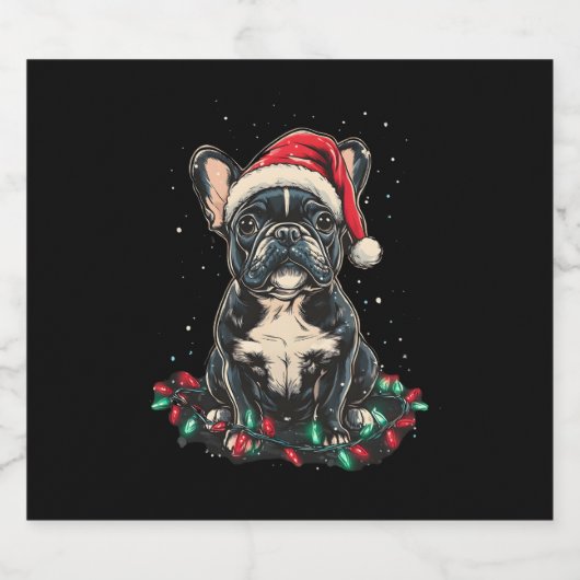 French Bulldog Christmas Lights Xmas Dogs Gifts Me Sparkling Wijnetiket (Enkel label)
