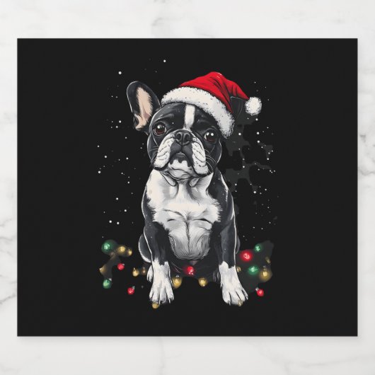 French Bulldog Christmas Lights Xmas Dogs Gifts Me Sparkling Wijnetiket (Enkel label)