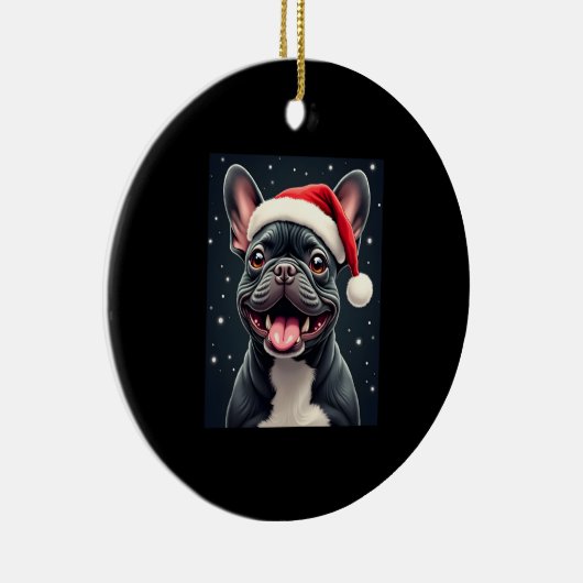 French Bulldog Christmas Long Sleeve T-Shirt Keramisch Ornament (Rechts)
