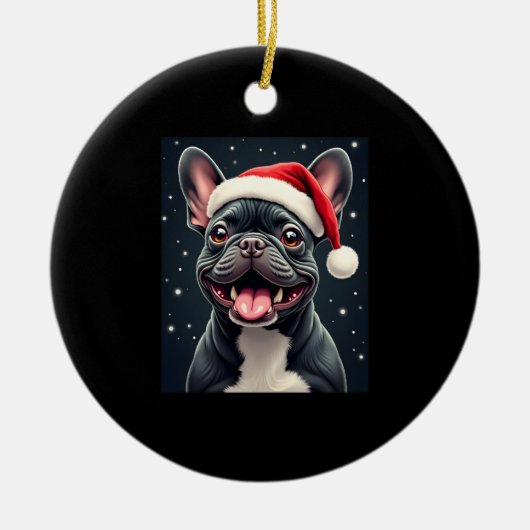 French Bulldog Christmas Long Sleeve T-Shirt Keramisch Ornament (Voorkant)
