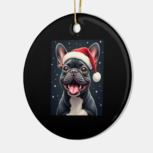 French Bulldog Christmas Long Sleeve T-Shirt Keramisch Ornament (Links)