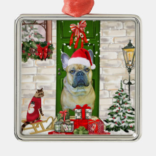 French Bulldog Christmas Metalen Ornament