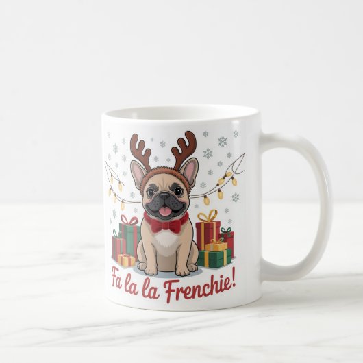 French Bulldog Christmas Mug – Fa La La Frenchie Koffiemok (Rechts)