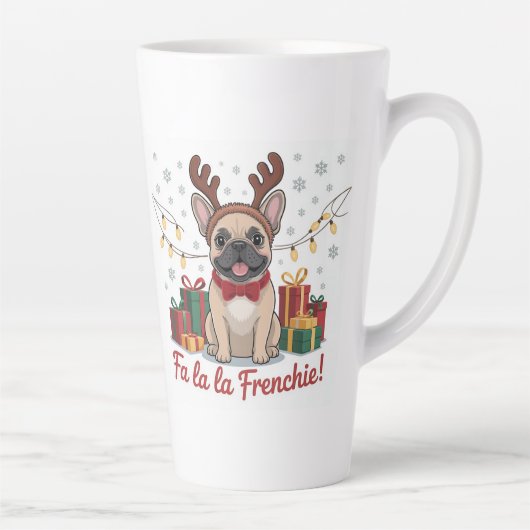 French Bulldog Christmas Mug – Fa La La Frenchie Latte Mok (Rechts)
